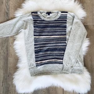J Crew Textured Stripe Gray Sweater